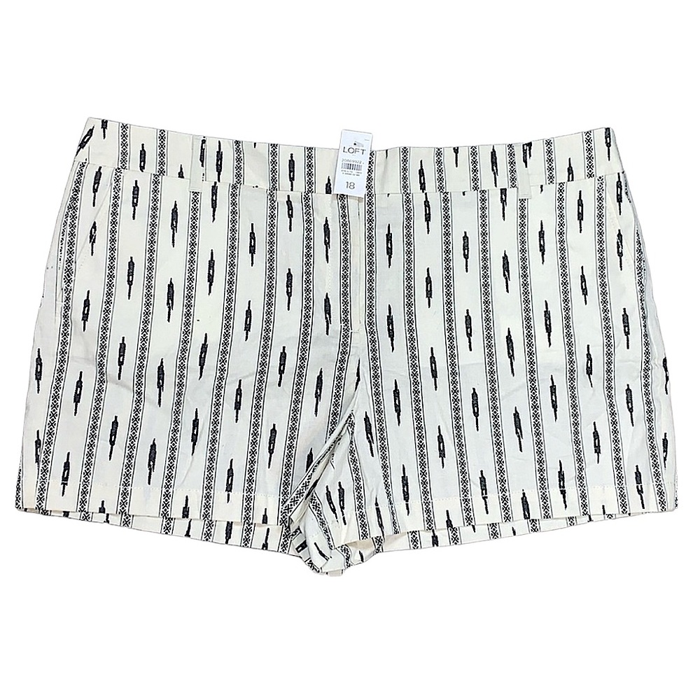 ANN TAYLOR LOFT: NWT 4” Black & Cream Graphic Shorts - Size 18